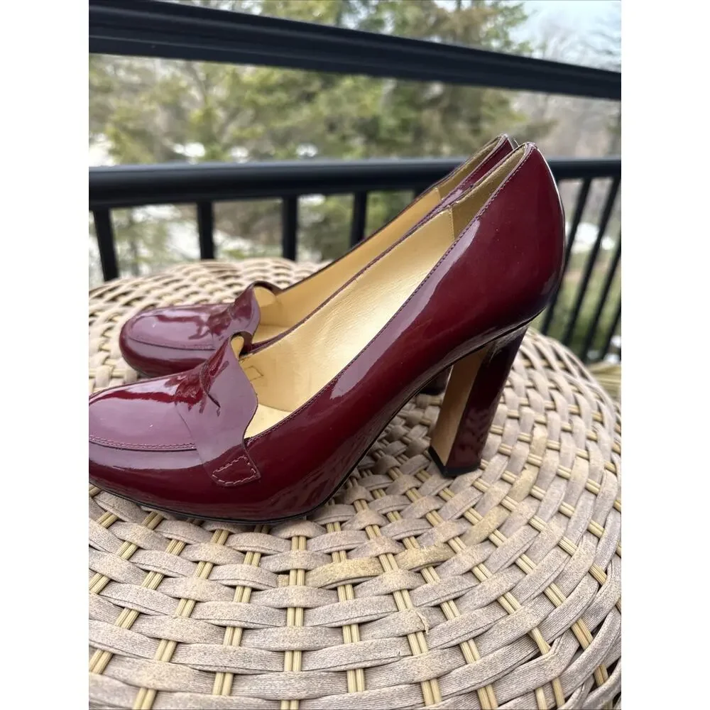 Kate Spade Burgundy Leather Heels Made In Italy 9 US Platform Pump Retro 40s